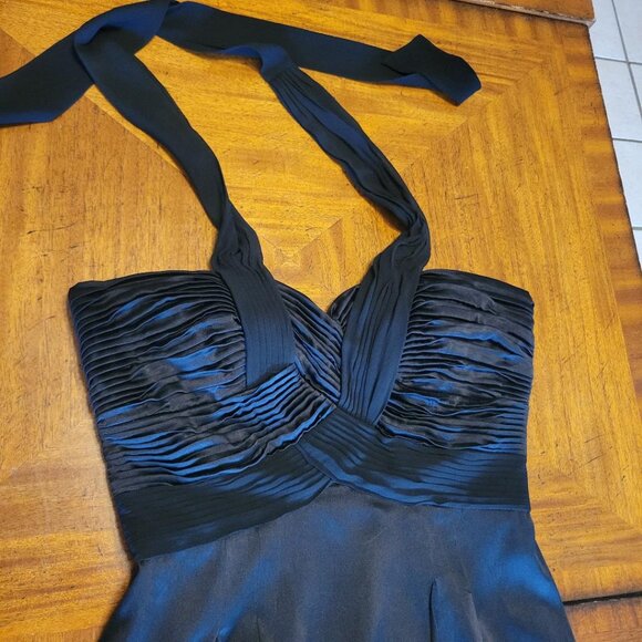 BCBGMaxAzria Black Silk Pleated Front Cocktail Dress - Picture 3 of 14